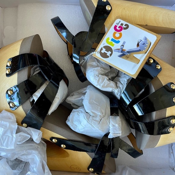 FLOGG Rainbow Platform Sandal in Black Patent Size 8 - NIB - Picture 2 of 15